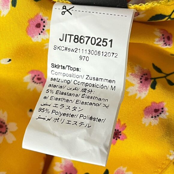 Shein Crop Top Milkmaid Puff Sleeve Large Ditsy Floral Yellow Romantic Cottage - Picture 4 of 4
